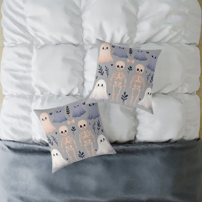 Spooky Halloween Pillow - Ghosts & Skeletons Design, Throw Pillow, Decorative Cushion, Halloween Decor, Home Cozy