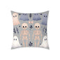 Spooky Halloween Pillow - Ghosts & Skeletons Design, Throw Pillow, Decorative Cushion, Halloween Decor, Home Cozy