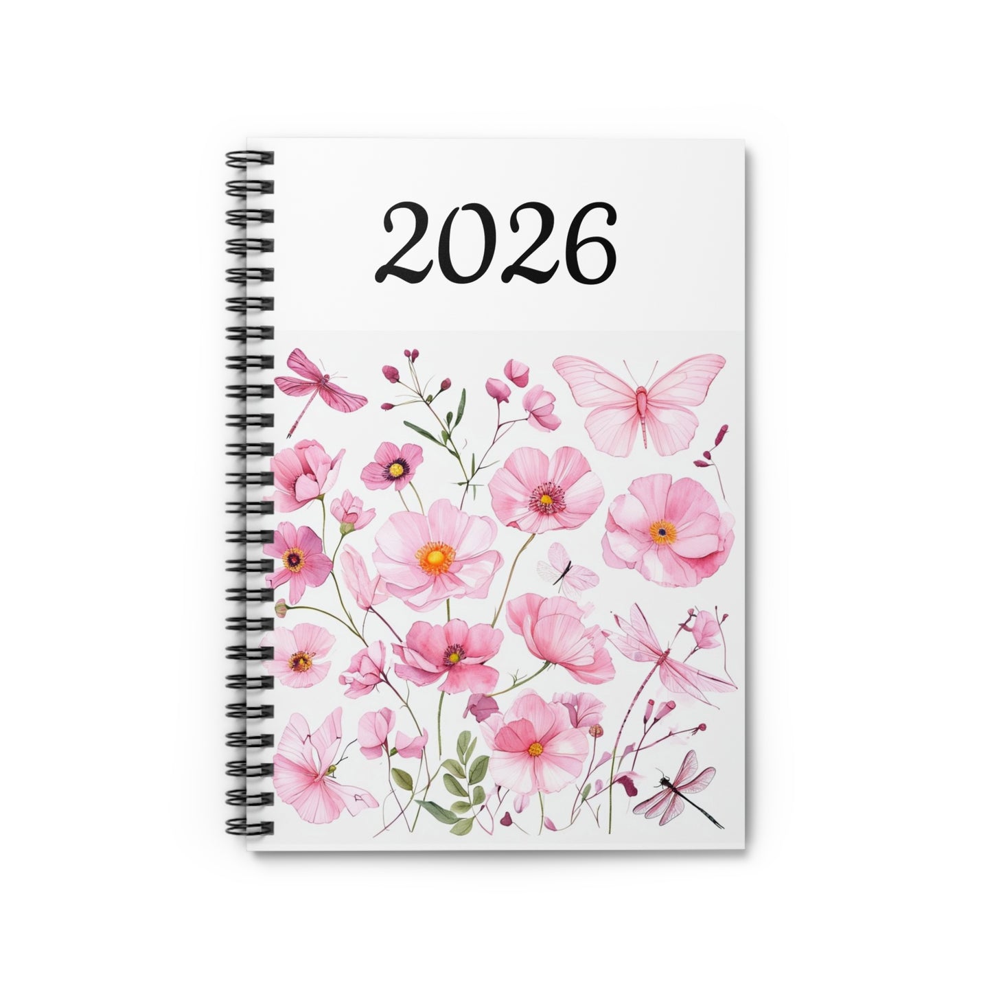 Floral Spiral Notebook - 2026 Notebook, Floral Journal, Butterfly Notebook, Gift for Her, Spring Stationery