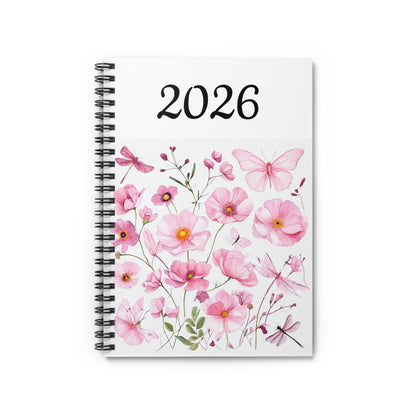Floral Spiral Notebook - 2026 Notebook, Floral Journal, Butterfly Notebook, Gift for Her, Spring Stationery