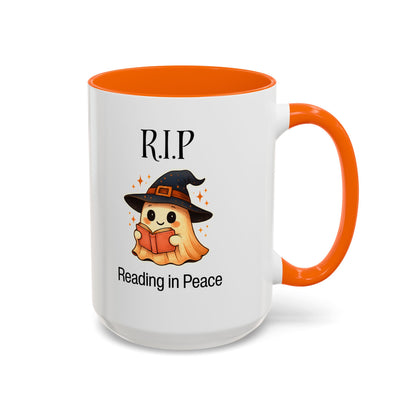 Halloween Reading Mug, Cute Ghost Coffee Cup, Spooky Gift for Book Lovers, Witchy Kitchen Decor, Fun Halloween Gift, Reading Ghost