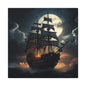 Nautical Canvas Art, Pirate Ship Wall Decor, Gothic Home Decor, Ocean Themed Artwork, Halloween Decor, Gift for Sailors