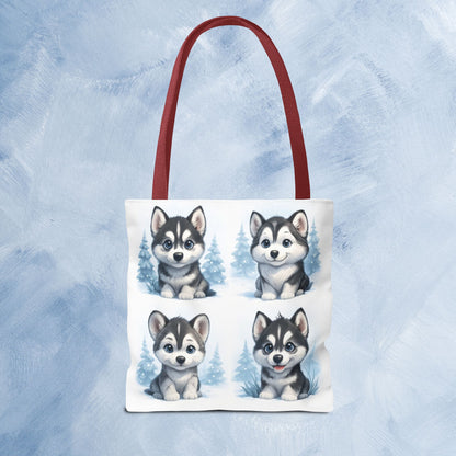 Adorable Husky Dog Tote Bag, Cute Animal Lover Gift, Eco-Friendly Shopping Bag, Stylish Pet Parent Accessory, Ideal for Birthdays, Dog Dad