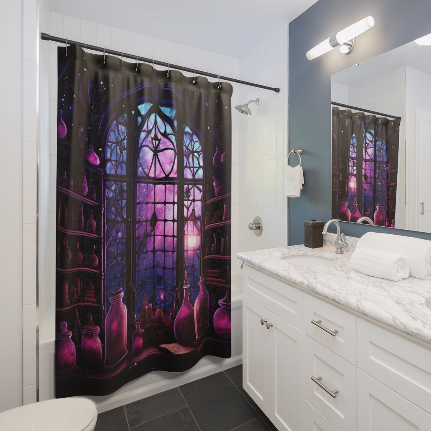 Mystical Gothic Shower Curtain, Dark Boho Bathroom Decor, Witchy Home Accents, Unique Gift for Halloween, Spooky Vibe Decor