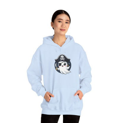 Pirate Ghost Hoodie, Cozy Hooded Sweatshirt for Halloween, Unisex Casual Wear, Cute Gift for Kids and Adults, Spooky Apparel