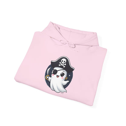 Pirate Ghost Hoodie, Cozy Hooded Sweatshirt for Halloween, Unisex Casual Wear, Cute Gift for Kids and Adults, Spooky Apparel