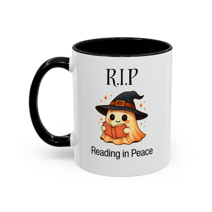 Halloween Reading Mug, Cute Ghost Coffee Cup, Spooky Gift for Book Lovers, Witchy Kitchen Decor, Fun Halloween Gift, Reading Ghost