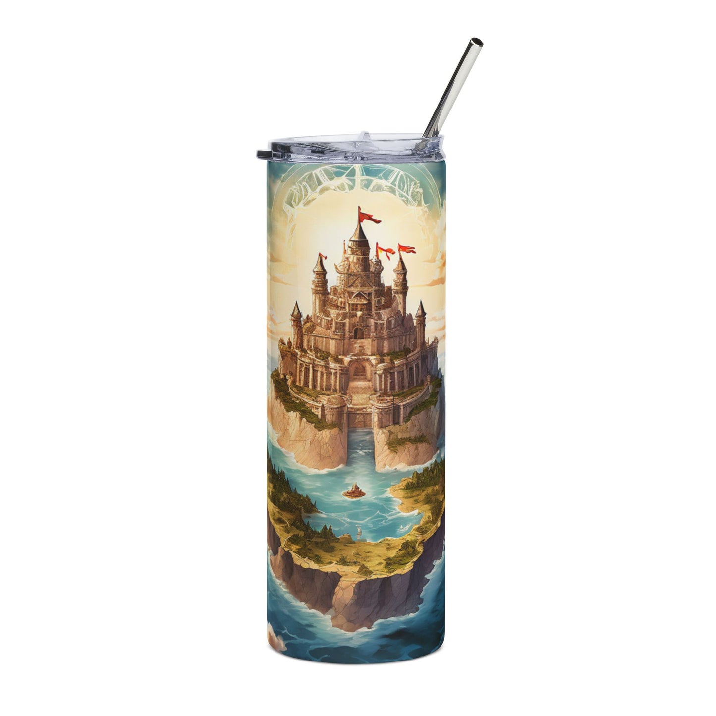 Fantasy Landscape Tumbler, 20oz Stainless Steel Travel Mug, Unique Adventure Drinkware, Gift for Fantasy Lovers, Castlecore, Castle lover
