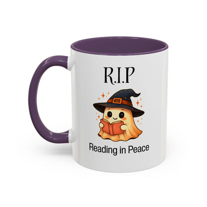 Halloween Reading Mug, Cute Ghost Coffee Cup, Spooky Gift for Book Lovers, Witchy Kitchen Decor, Fun Halloween Gift, Reading Ghost