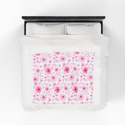 Floral Velveteen Plush Blanket - Cozy Home Decor, Flower Blanket, Gift for Her, Nursery Throw, Spring Decor