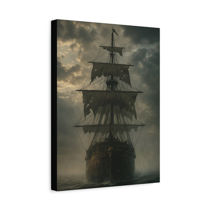 Mysterious Ship Canvas Wall Art, Nautical Decor for Home, Pirate Art, Ocean Inspired, Gift for Sailors