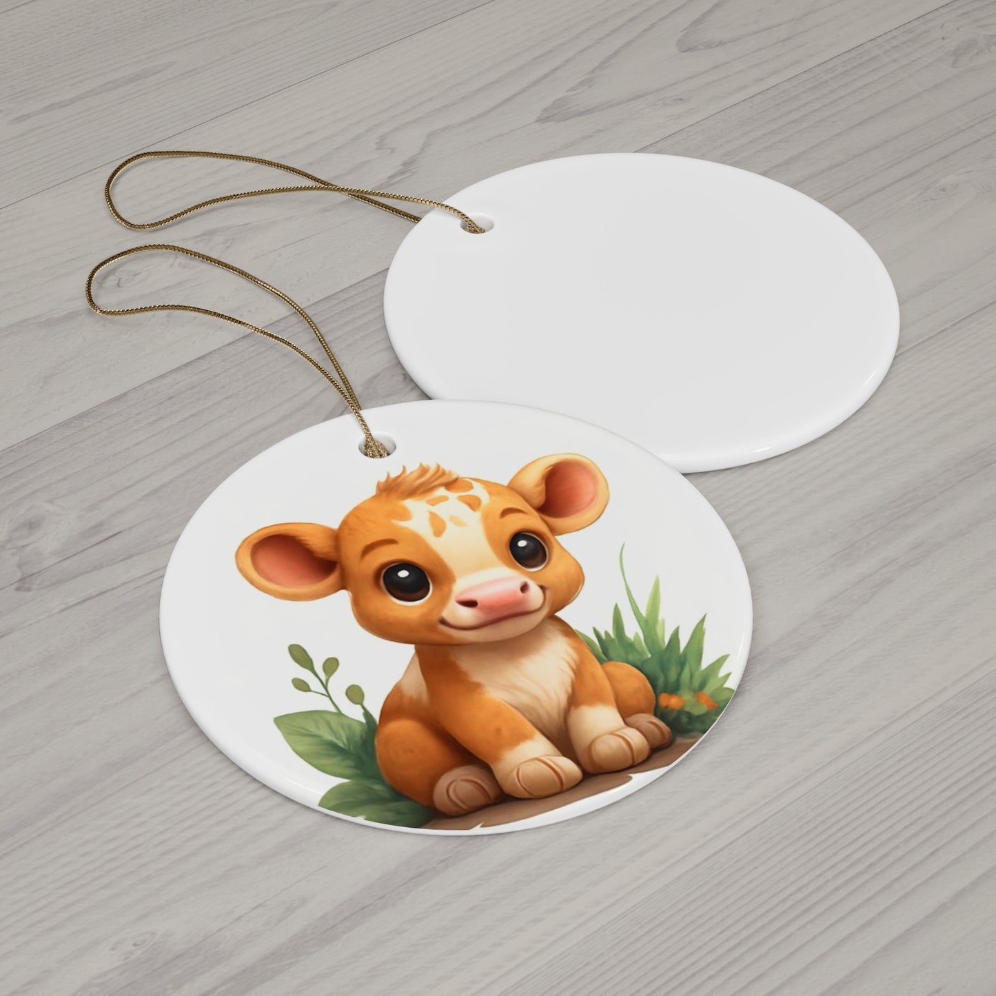 Cute Cow Ceramic Ornament, Farmhouse Decor, Holiday Gift, Baby Shower Keepsake, Personalized Gift, Nature-Inspired