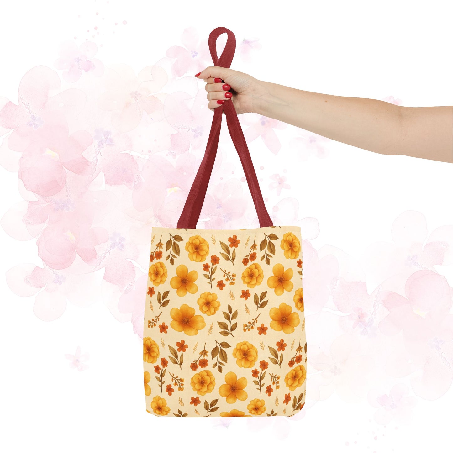 Floral Tote Bag, Stylish Reusable Shopping Bag, Eco-Friendly Gift for Her, Summer Essentials, Beach Bag, Floral Design, Yellow Flowers