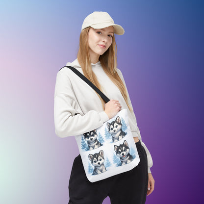 Adorable Husky Dog Tote Bag, Cute Animal Lover Gift, Eco-Friendly Shopping Bag, Stylish Pet Parent Accessory, Ideal for Birthdays, Dog Dad