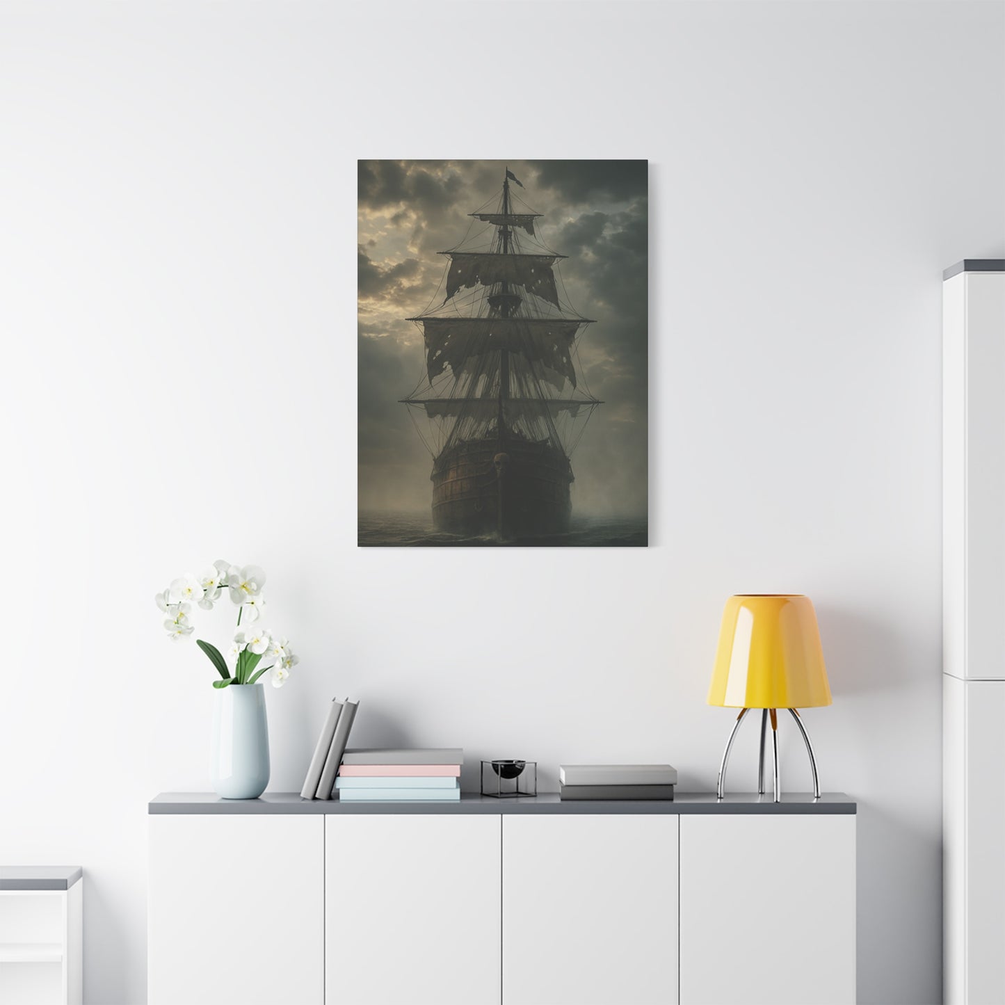 Mysterious Ship Canvas Wall Art, Nautical Decor for Home, Pirate Art, Ocean Inspired, Gift for Sailors