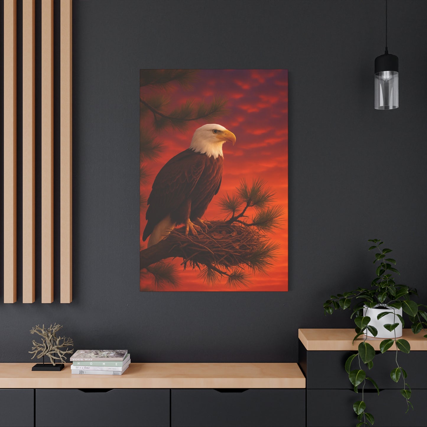Eagle Sunset Canvas Wall Art, Home Decor, Wildlife Lover Gift, Nature Wall Art, American Eagle Print, Living Room Decor