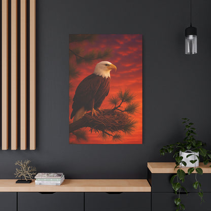 Eagle Sunset Canvas Wall Art, Home Decor, Wildlife Lover Gift, Nature Wall Art, American Eagle Print, Living Room Decor