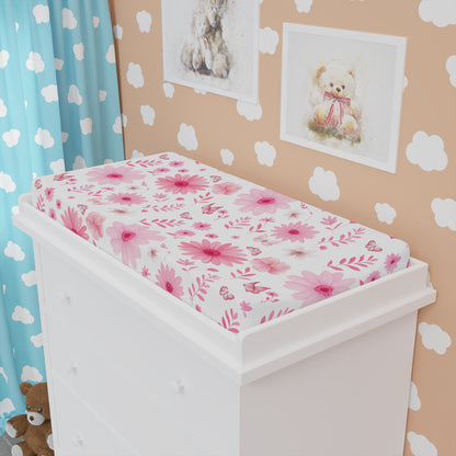 Floral Baby Changing Pad Cover, Nursery Decor, Baby Shower Gift, Soft Cotton Fabric, Floral Baby Essentials, Gender Neutral Baby Bedding