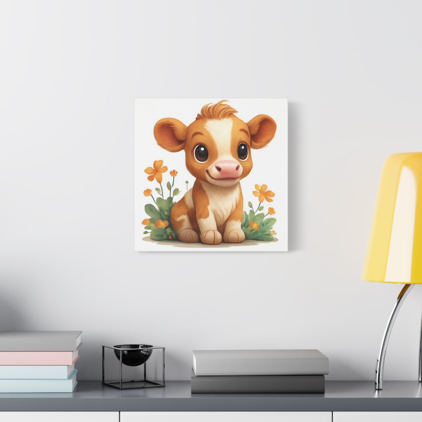 Cute Cow Canvas Art Print, Kid's Room Decor, Animal Lovers Gift, Nursery Wall Art, Farmhouse Style Decor