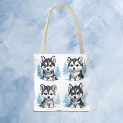 Adorable Husky Dog Tote Bag, Cute Animal Lover Gift, Eco-Friendly Shopping Bag, Stylish Pet Parent Accessory, Ideal for Birthdays, Dog Dad