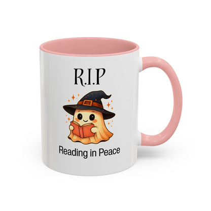 Halloween Reading Mug, Cute Ghost Coffee Cup, Spooky Gift for Book Lovers, Witchy Kitchen Decor, Fun Halloween Gift, Reading Ghost