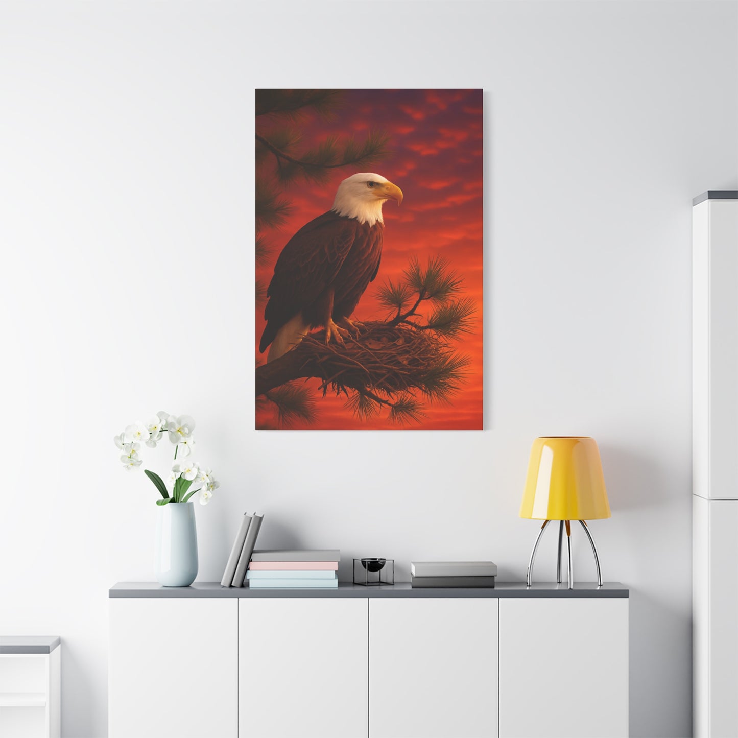 Eagle Sunset Canvas Wall Art, Home Decor, Wildlife Lover Gift, Nature Wall Art, American Eagle Print, Living Room Decor