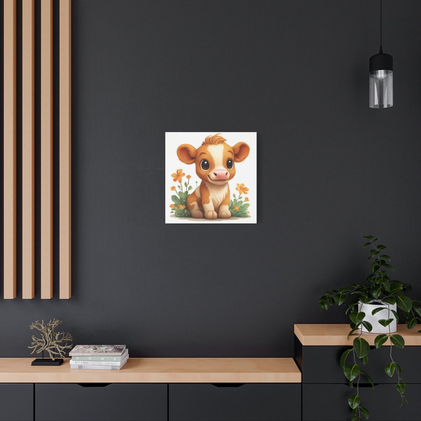 Cute Cow Canvas Art Print, Kid's Room Decor, Animal Lovers Gift, Nursery Wall Art, Farmhouse Style Decor