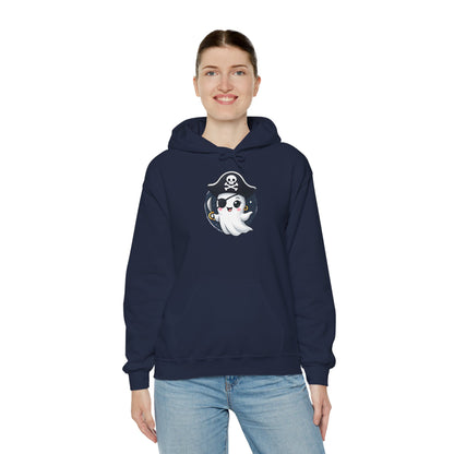 Pirate Ghost Hoodie, Cozy Hooded Sweatshirt for Halloween, Unisex Casual Wear, Cute Gift for Kids and Adults, Spooky Apparel