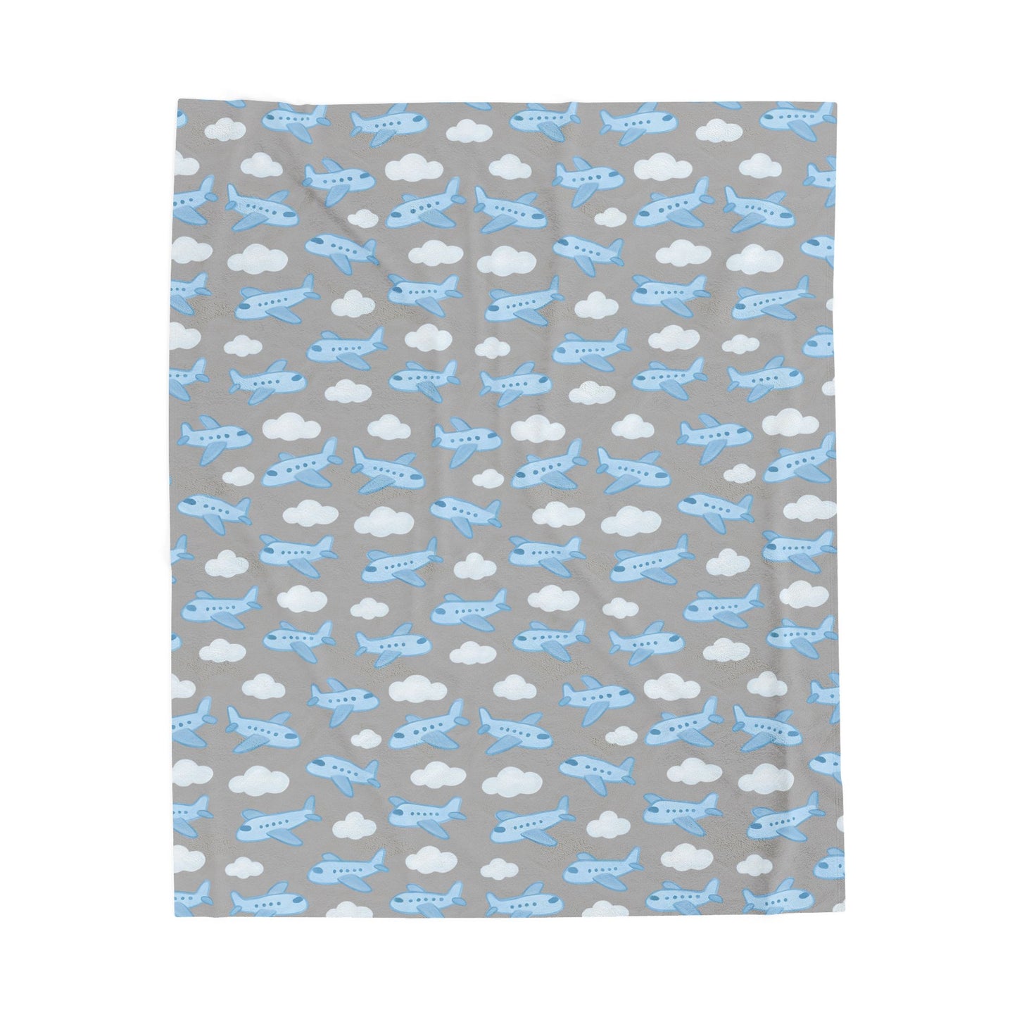 Airplane Theme Velveteen Plush Blanket, Cozy Gift for Kids, Nursery Decor, Air Travel Enthusiast, Soft Toddler Blanket, Baby Boy Decor