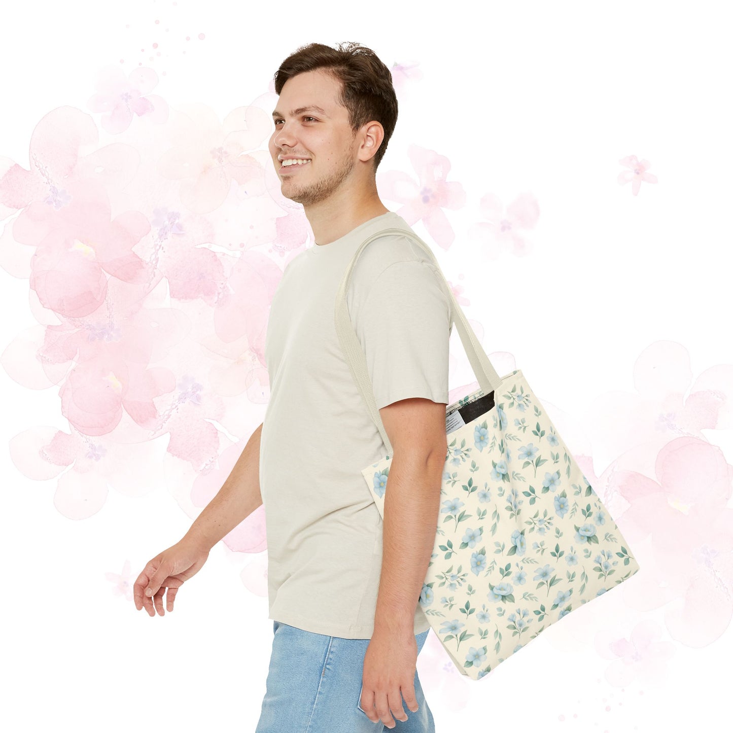 Floral Tote Bag, Stylish Shopper Bag, Reusable Grocery Tote, Floral Print Accessory, Ideal Gift for Her