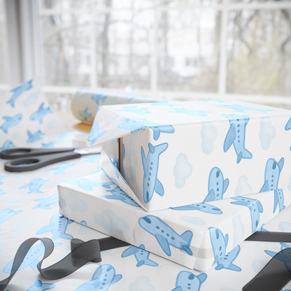 Airplane Themed Wrapping Paper, Gift Wrap for Kids, Birthday, Baby Shower, Travel Lovers, Aviation Decor