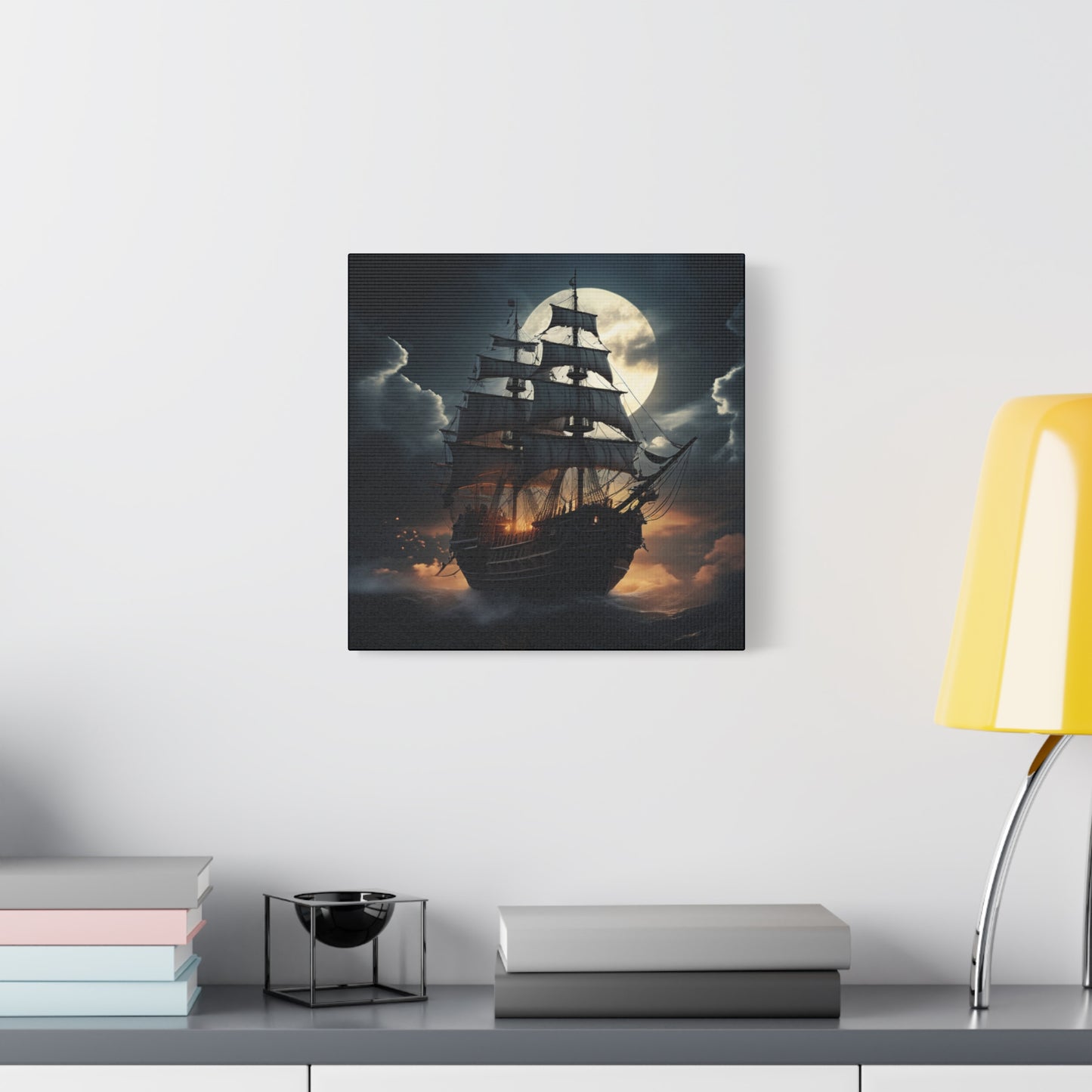 Nautical Canvas Art, Pirate Ship Wall Decor, Gothic Home Decor, Ocean Themed Artwork, Halloween Decor, Gift for Sailors