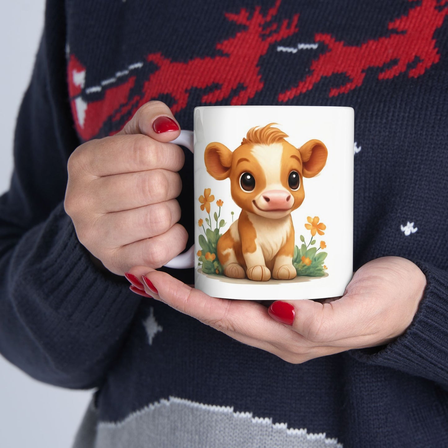 Baby Cow Ceramic Mug, Gift for Cow Lovers, Coffee Mug, Animal Lover's Cup, Housewarming Present, Homestead Farmer Gift,