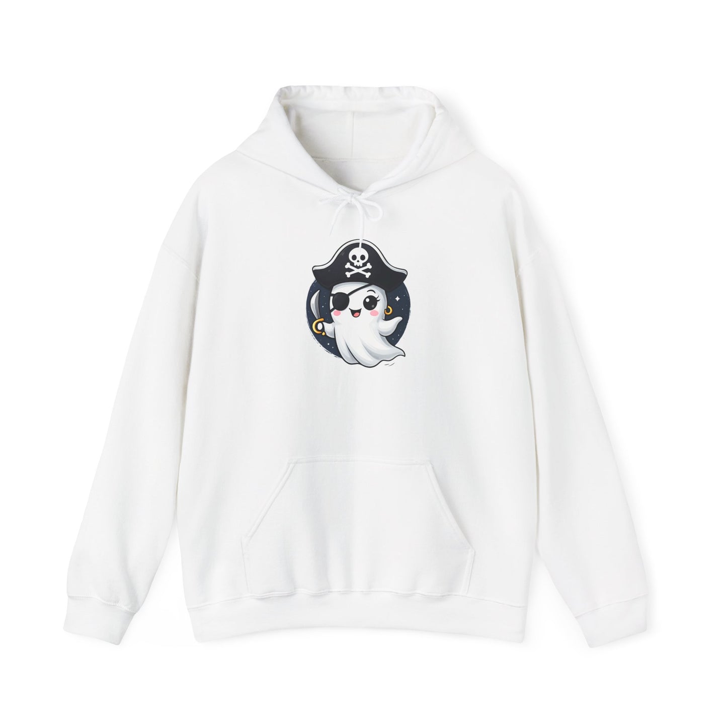 Pirate Ghost Hoodie, Cozy Hooded Sweatshirt for Halloween, Unisex Casual Wear, Cute Gift for Kids and Adults, Spooky Apparel
