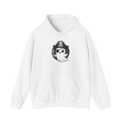 Pirate Ghost Hoodie, Cozy Hooded Sweatshirt for Halloween, Unisex Casual Wear, Cute Gift for Kids and Adults, Spooky Apparel
