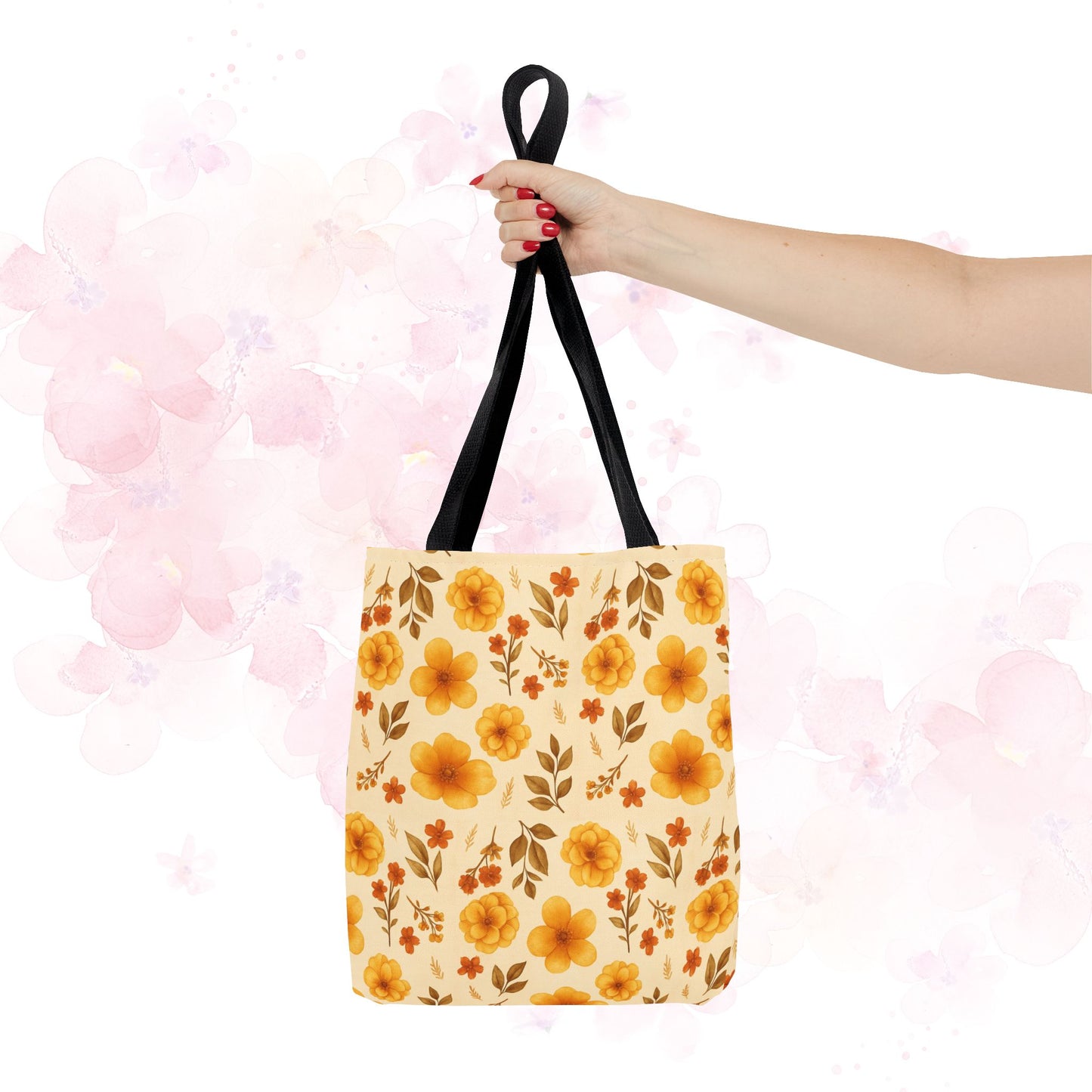 Floral Tote Bag, Stylish Reusable Shopping Bag, Eco-Friendly Gift for Her, Summer Essentials, Beach Bag, Floral Design, Yellow Flowers