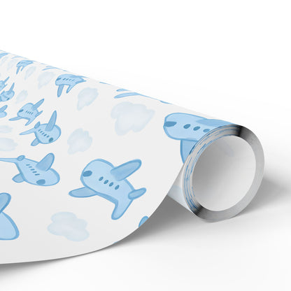 Airplane Themed Wrapping Paper, Gift Wrap for Kids, Birthday, Baby Shower, Travel Lovers, Aviation Decor