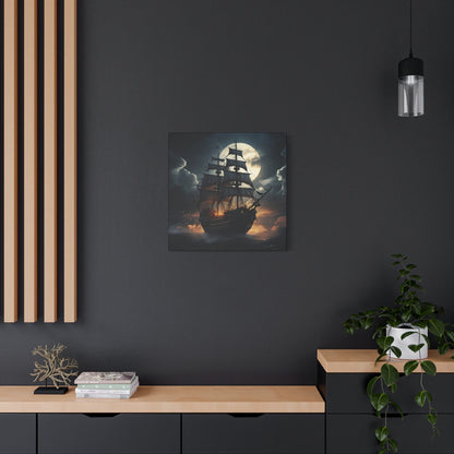 Nautical Canvas Art, Pirate Ship Wall Decor, Gothic Home Decor, Ocean Themed Artwork, Halloween Decor, Gift for Sailors