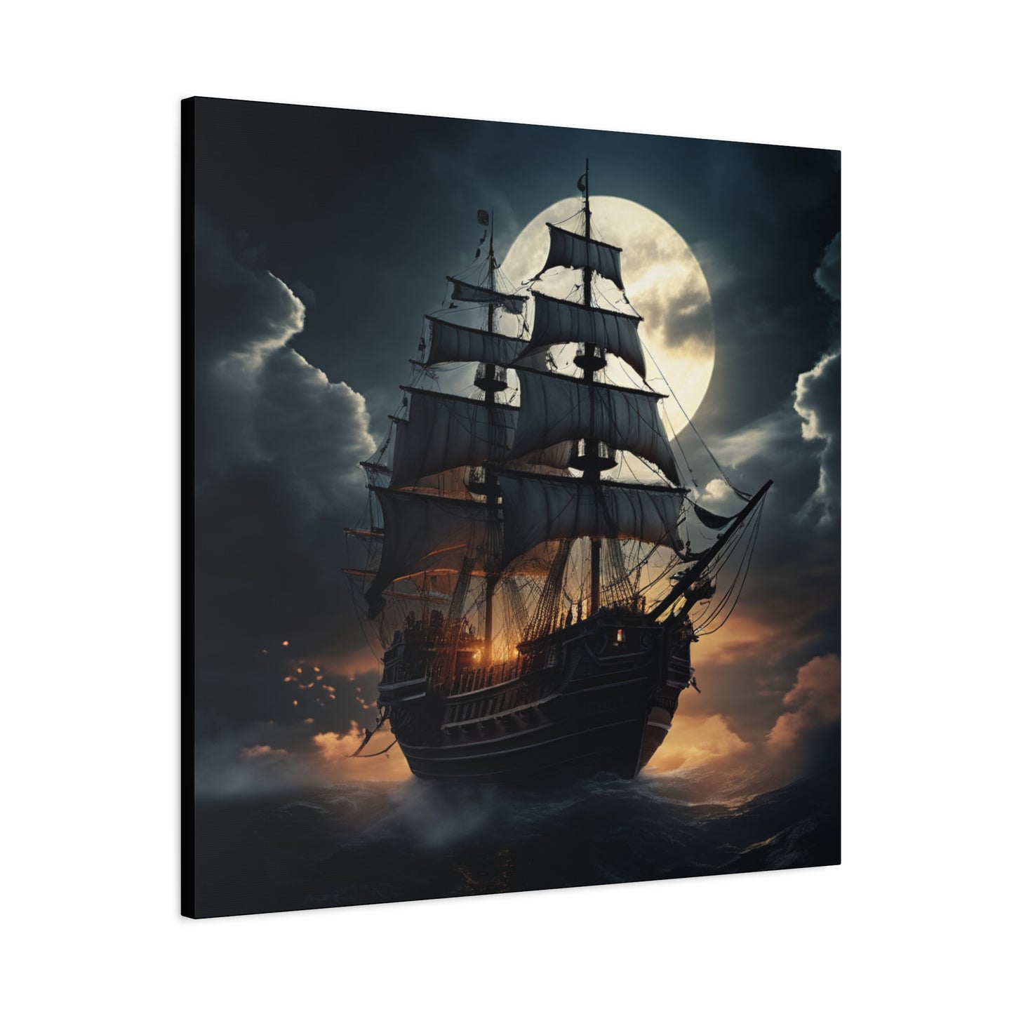 Nautical Canvas Art, Pirate Ship Wall Decor, Gothic Home Decor, Ocean Themed Artwork, Halloween Decor, Gift for Sailors