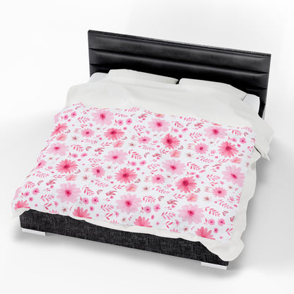 Floral Velveteen Plush Blanket - Cozy Home Decor, Flower Blanket, Gift for Her, Nursery Throw, Spring Decor