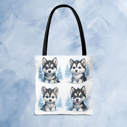 Adorable Husky Dog Tote Bag, Cute Animal Lover Gift, Eco-Friendly Shopping Bag, Stylish Pet Parent Accessory, Ideal for Birthdays, Dog Dad