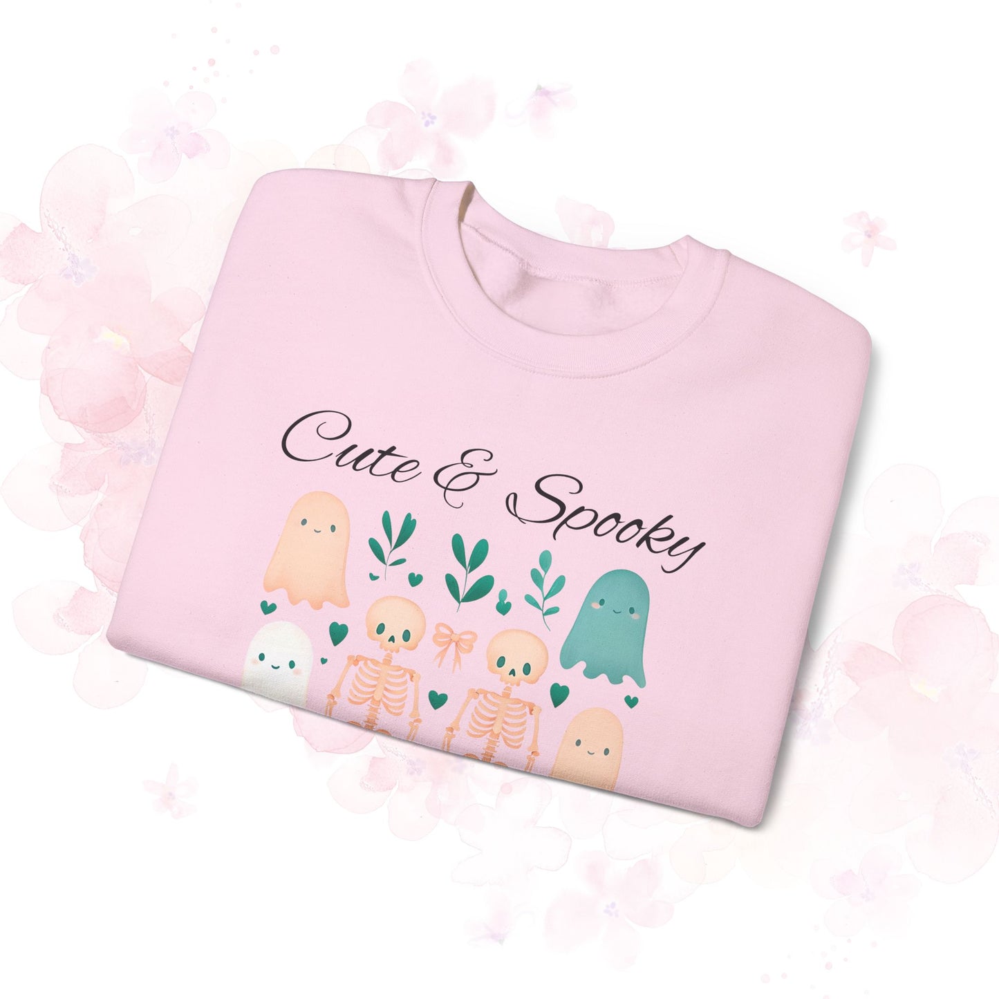 Cute & Spooky Vibes Crewneck Sweatshirt, Unisex Sweatshirt, Halloween Apparel, Cozy Casual Wear, Ghost Design, Comfortable Top