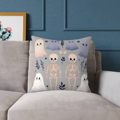 Spooky Halloween Pillow - Ghosts & Skeletons Design, Throw Pillow, Decorative Cushion, Halloween Decor, Home Cozy
