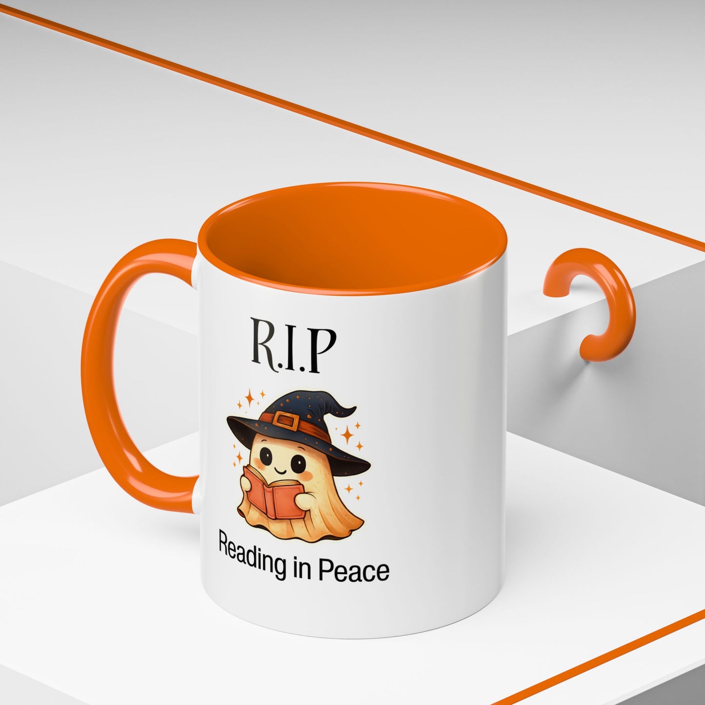 Halloween Reading Mug, Cute Ghost Coffee Cup, Spooky Gift for Book Lovers, Witchy Kitchen Decor, Fun Halloween Gift, Reading Ghost