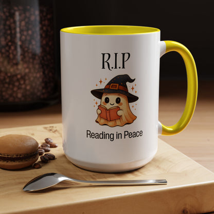Halloween Reading Mug, Cute Ghost Coffee Cup, Spooky Gift for Book Lovers, Witchy Kitchen Decor, Fun Halloween Gift, Reading Ghost