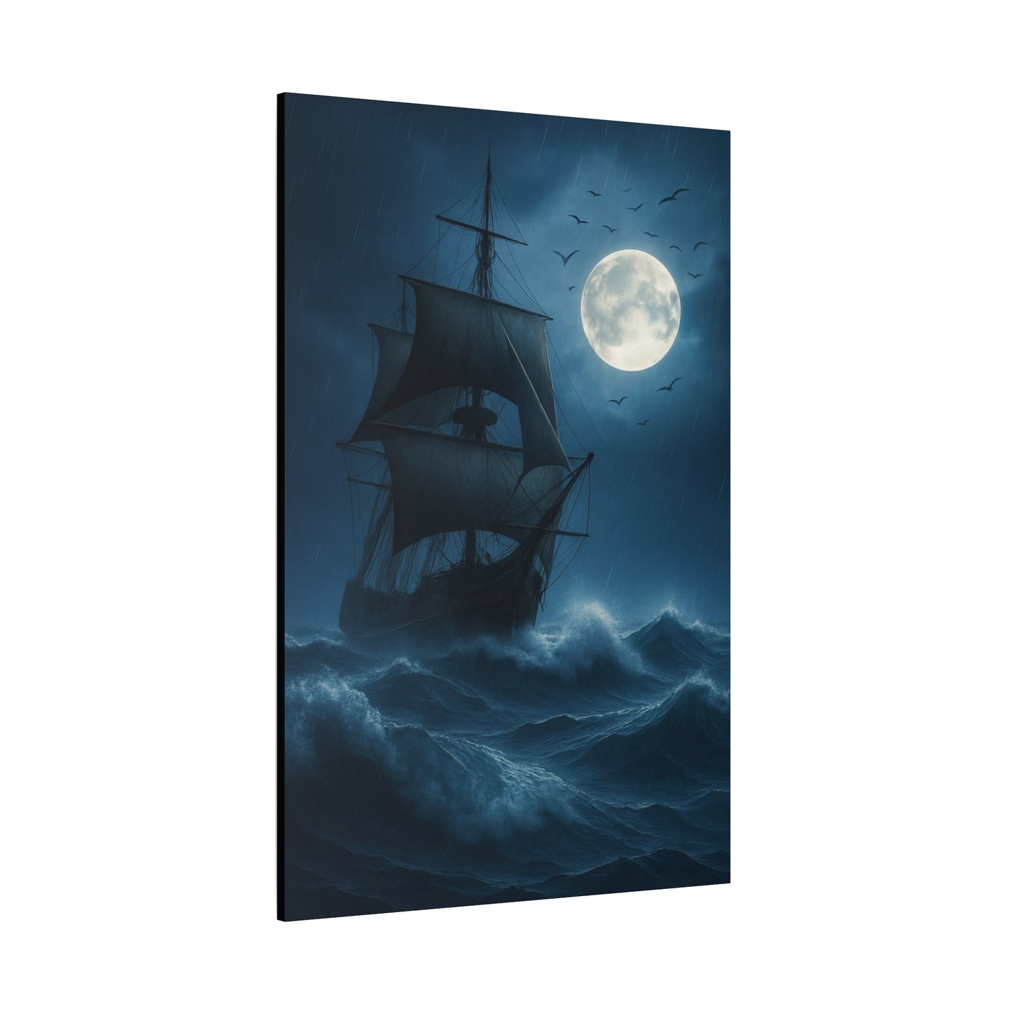 Nautical Themed Wall Art, Moonlit Ship Canvas Print, Ocean Decor, Maritime Home Decor, Night Scene Artwork, Gift for Sailors, Pirate Ship