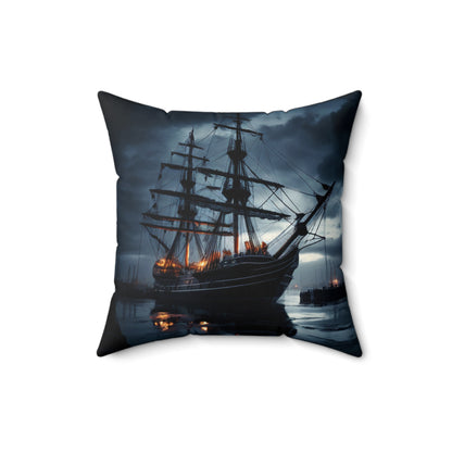 Nautical Adventure Pillow, Coastal Decor, Pirate Ship Cushion, Maritime Home Accents, Gift for Sailors