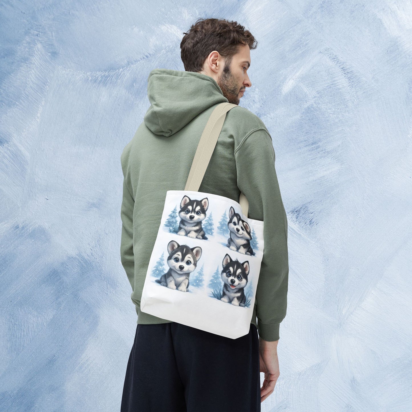 Adorable Husky Dog Tote Bag, Cute Animal Lover Gift, Eco-Friendly Shopping Bag, Stylish Pet Parent Accessory, Ideal for Birthdays, Dog Dad