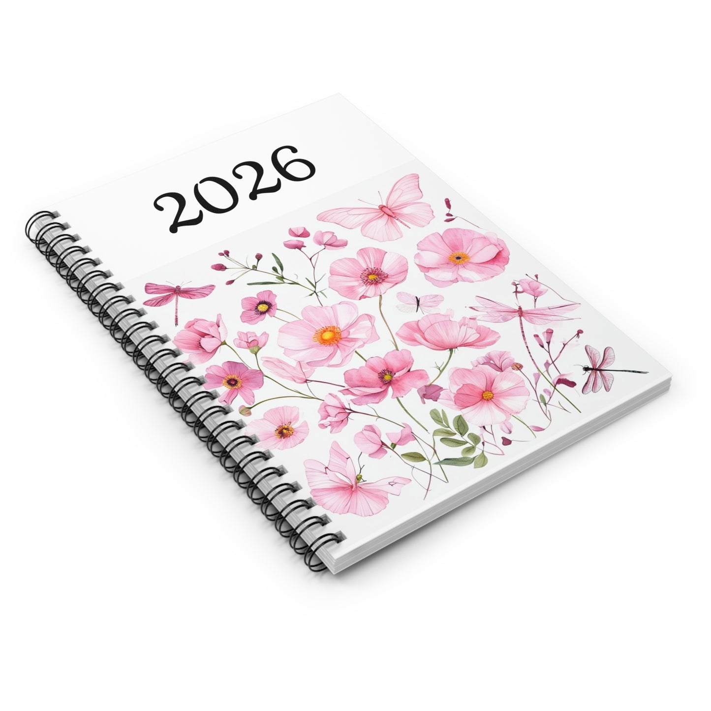 Floral Spiral Notebook - 2026 Notebook, Floral Journal, Butterfly Notebook, Gift for Her, Spring Stationery