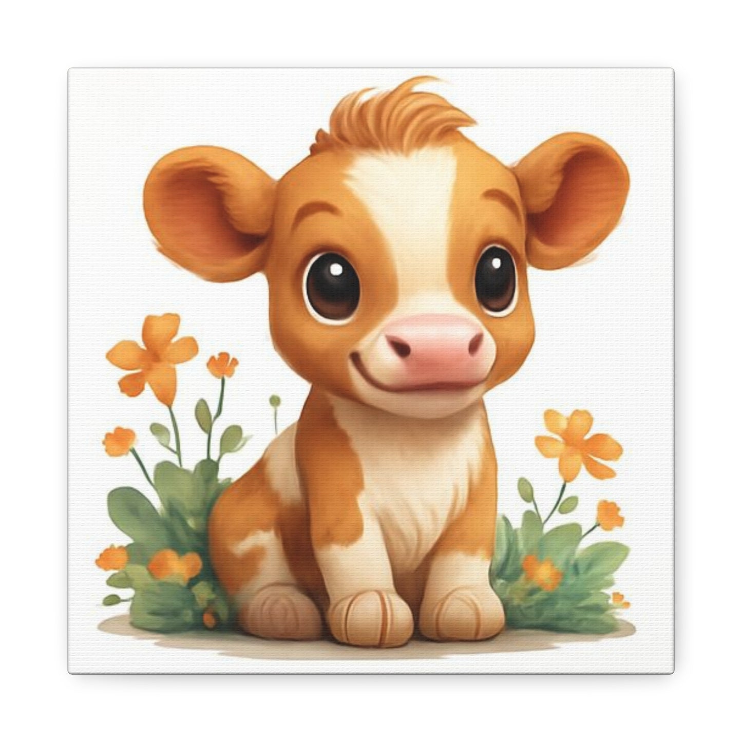 Cute Cow Canvas Art Print, Kid's Room Decor, Animal Lovers Gift, Nursery Wall Art, Farmhouse Style Decor